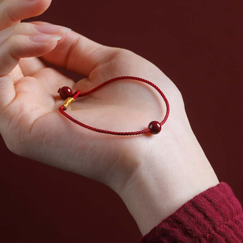 Nimara Ritual Natural Cinnabar Red Agate Blessing Red String Bracelet