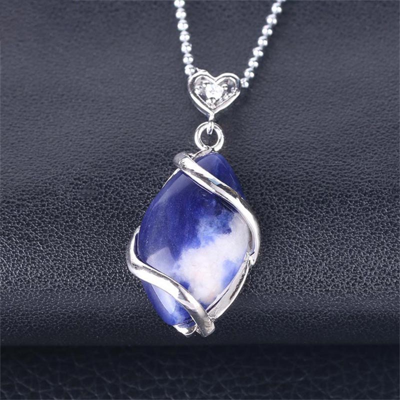 Nimara Ritual Marquise Pattern Natural Crystal Stone Charm Necklace Pendant