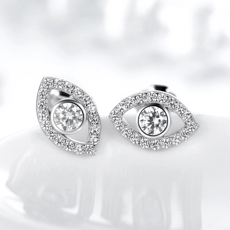 Nimara Ritual 925 Sterling Silver Evil Eye Symbol Protection Stud Earrings
