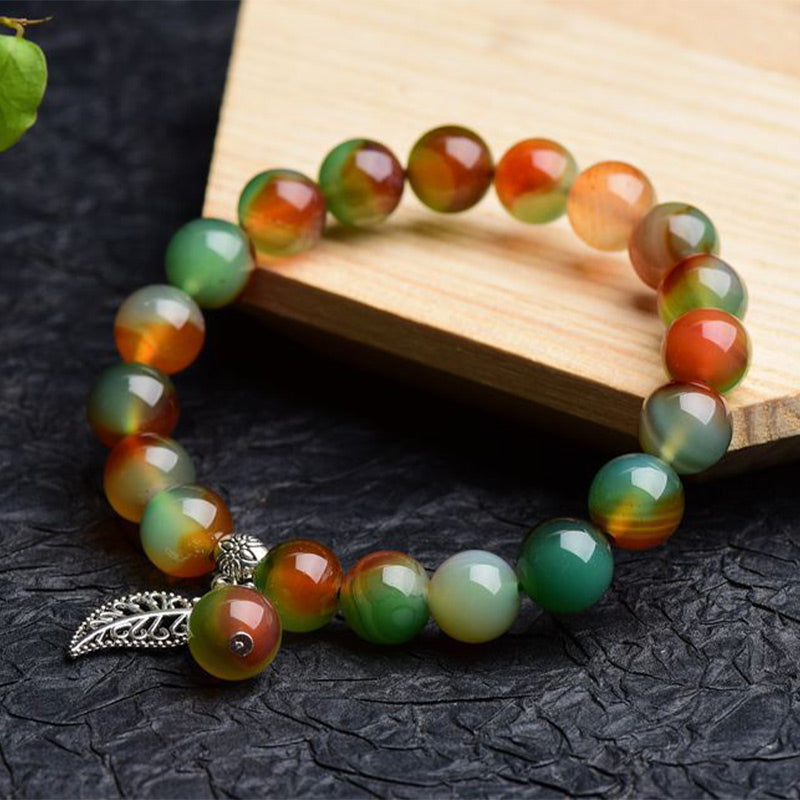Nimara Ritual Tibetan Natural Green Agate Healing Bracelet