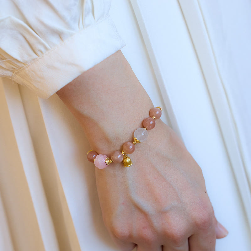 Nimara Ritual Sun Stone Golden Silk Jade Lily of the Valley Charm Positive Bracelet Bangle
