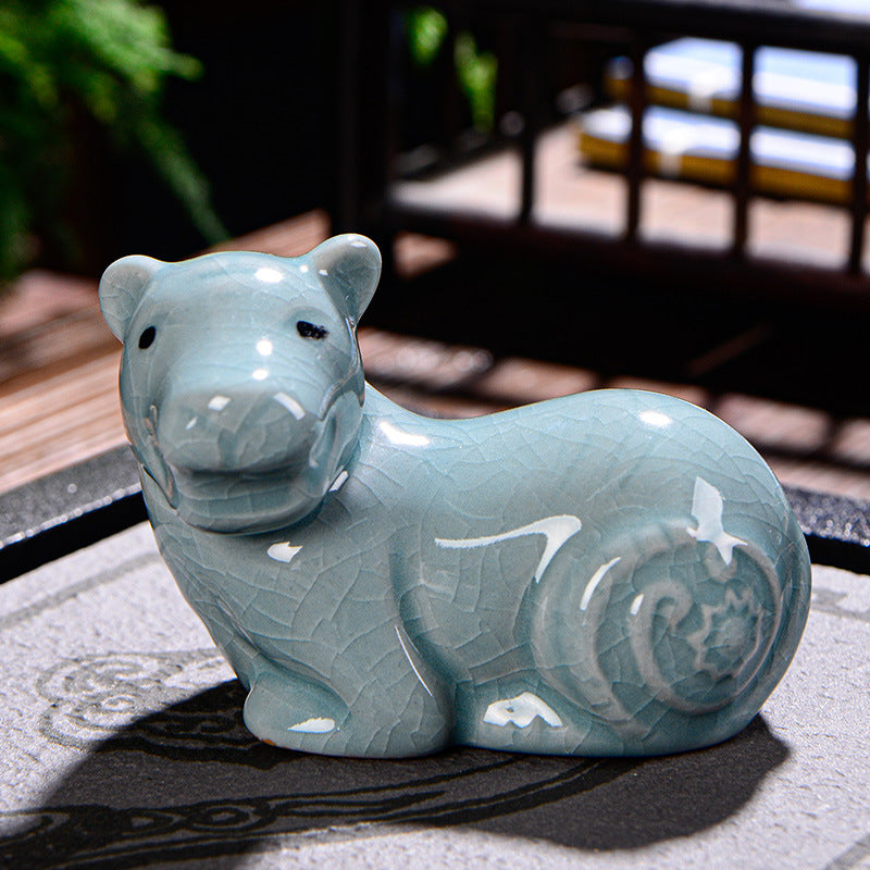 Nimara Ritual Chinese Zodiac Wealth Ceramic Tea Pet Home Figurine Decoration