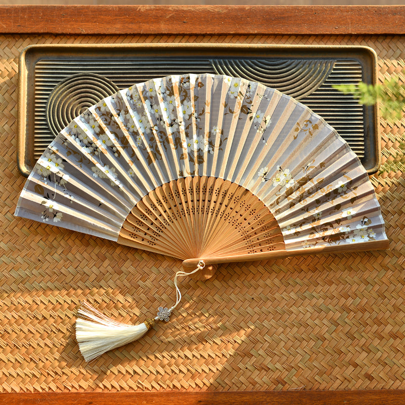 Nimara Ritual Cherry Blossoms Sakura Handheld Bamboo Folding Fan 21cm
