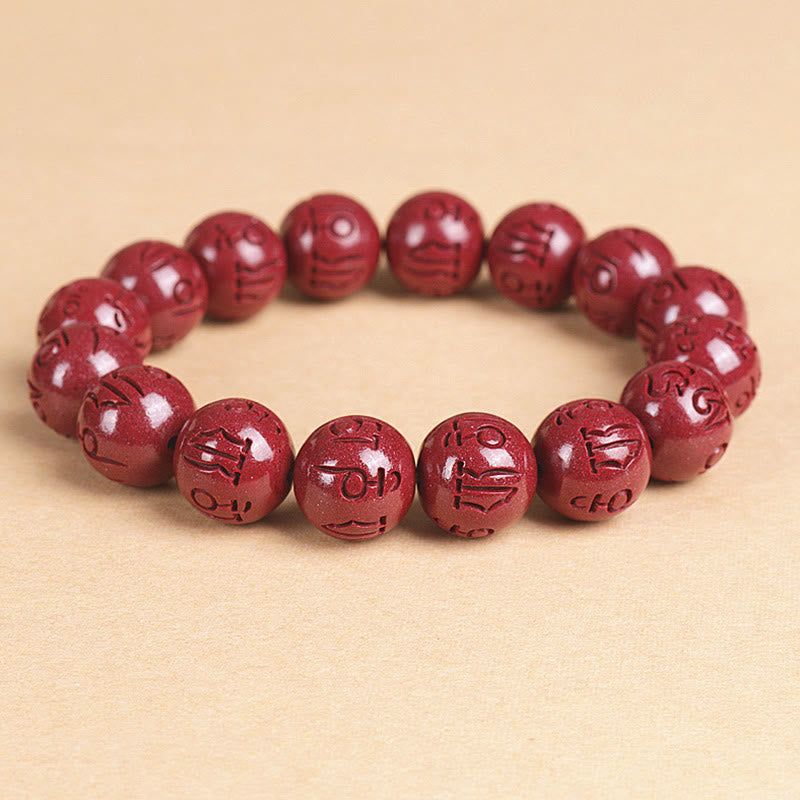 Nimara Ritual Natural Double PiXiu Cinnabar Om Mani Padme Hum Wealth Luck Bead Bracelet