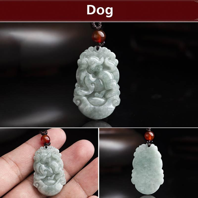 Nimara Ritual Natural Jade 12 Chinese Zodiac Sucess Pendant Necklace