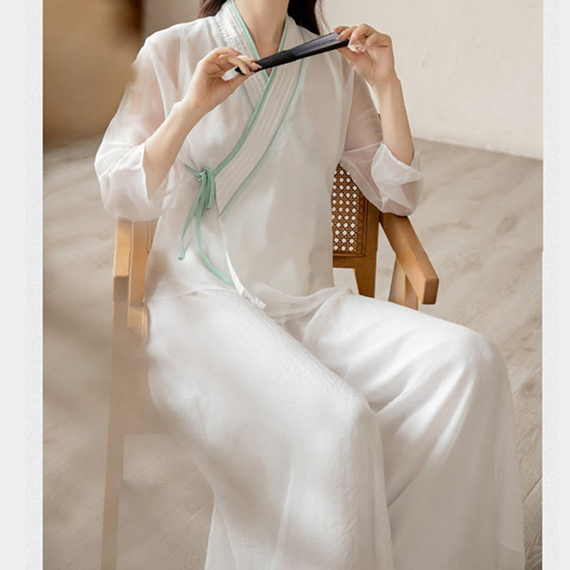 Nimara Ritual Retro Prayer Zen Spiritual Meditation Practice Chiffon Clothing Women's Set