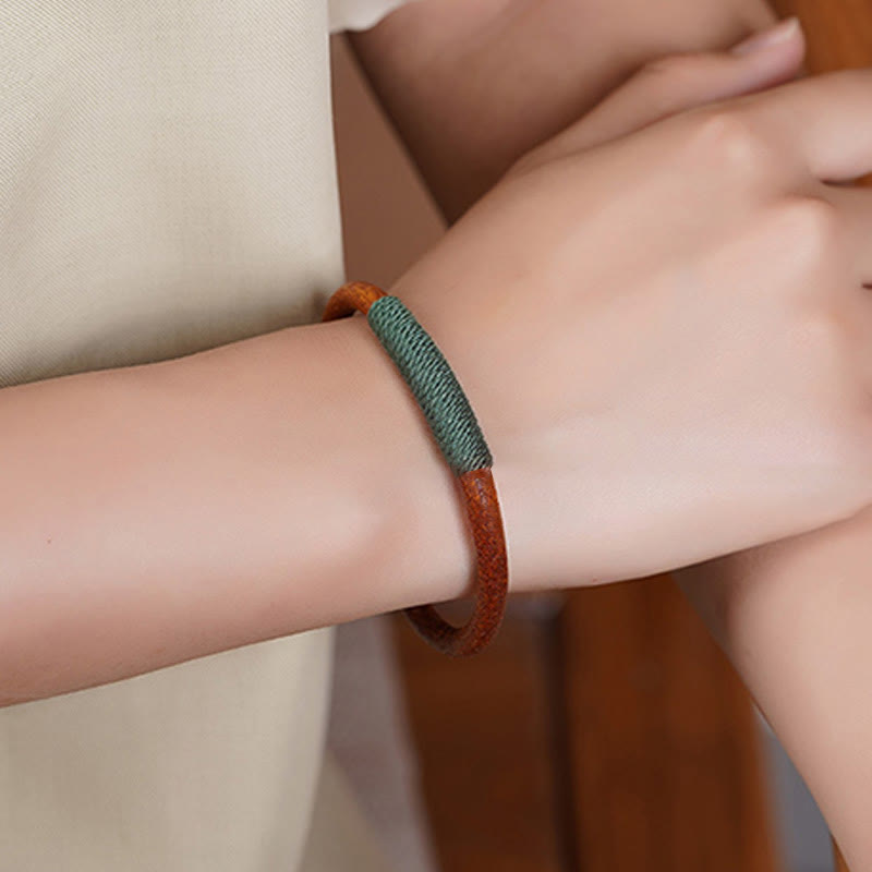 Nimara Ritual Tibetan Leather Handmade Five Elements Luck Braid String Buckle Bracelet