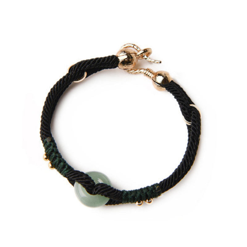 Nimara Ritual Tibetan Jade Lucky Black Rope Couple Bracelet