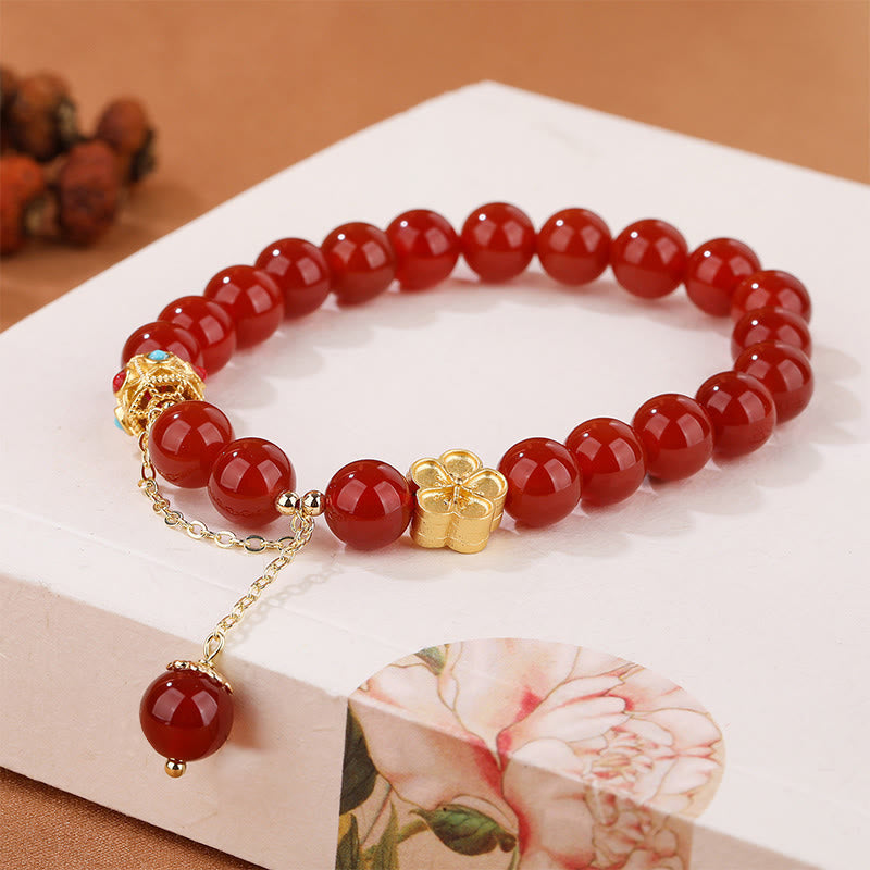 Nimara Ritual Natural Red Agate White Agate Peach Blossom Self-acceptance Bracelet