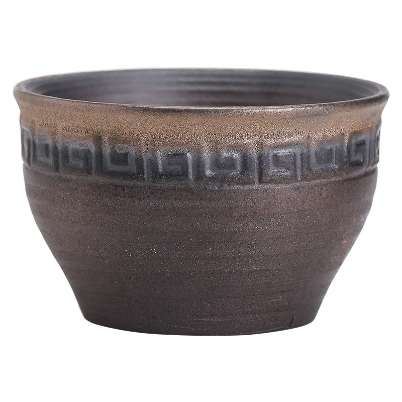 Nimara Ritual Simple Brown Striped Texture Ceramic Teacup Kung Fu Tea Cup Bowl