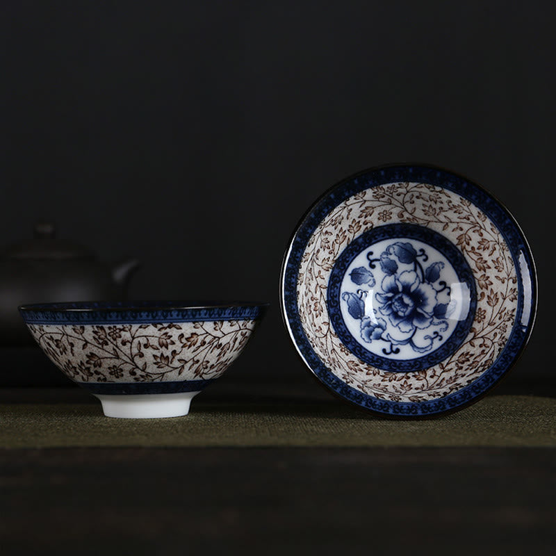 Nimara Ritual Flowers Fu Character Mountains Lotus Cherry Blossoms Ceramic Teacup Kung Fu Tea Cup