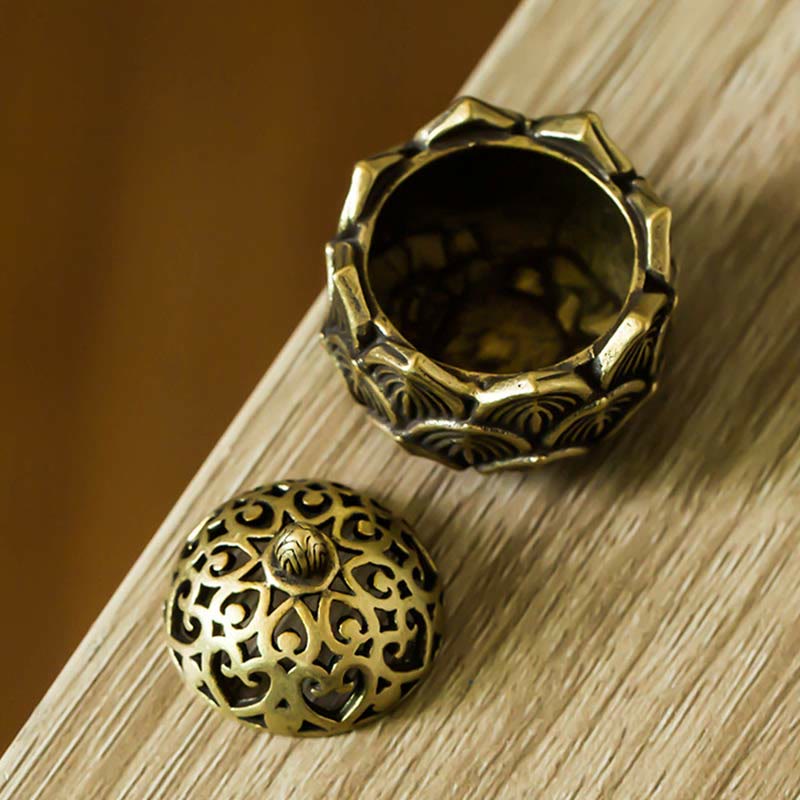 Nimara Ritual Tibetan Mini Lotus Pattern Meditation Copper Incense Burner