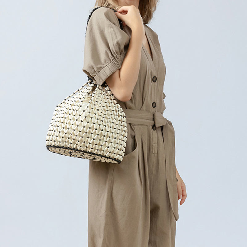 Nimara Ritual Hand-woven Wooden Beads Shoulder Bag Handbags