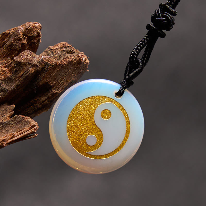 Nimara Ritual Various Crystal Amethyst Tiger Eye Green Aventurine Yin Yang Spiritual Necklace Pendant