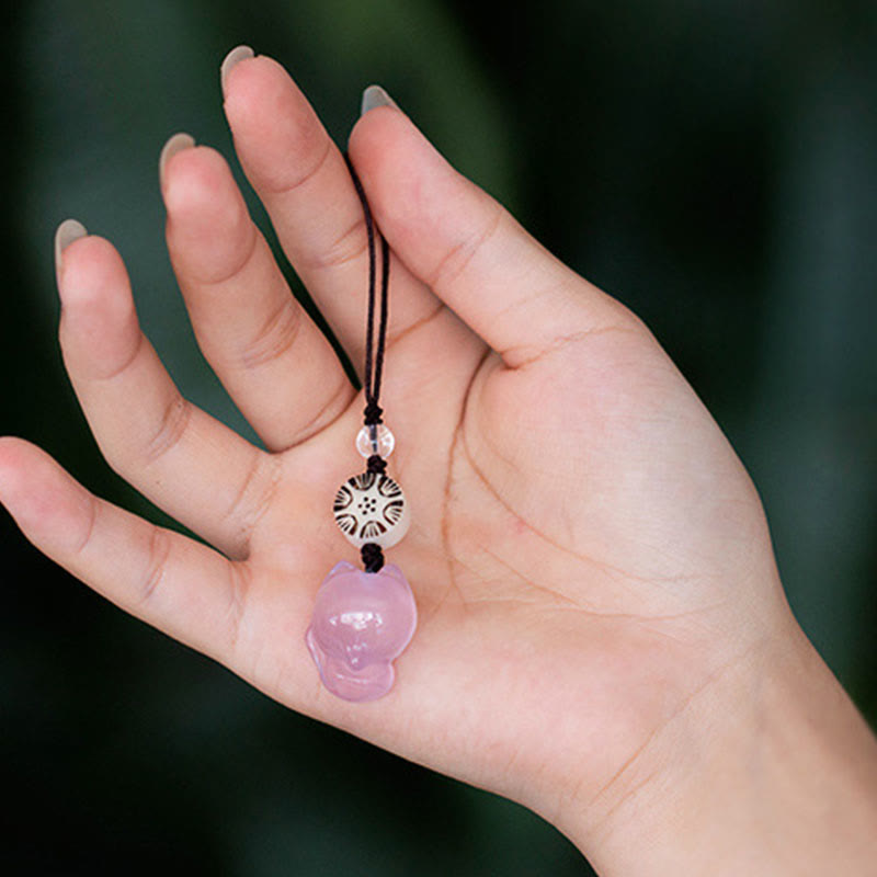 Nimara Ritual Natural Chalcedony Fox Harmony Phone Hanging Decoration