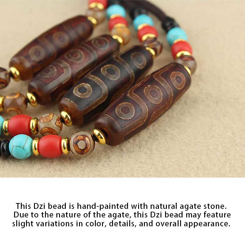 Nimara Ritual Tibetan Nine-Eye Dzi Bead Three-eyed Dzi Bead Protection String Necklaces Pendant