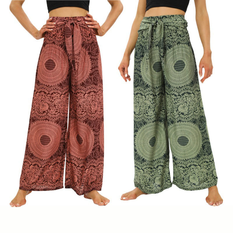 Nimara Ritual Boho Lace-up Wide Leg Pants Women's Yoga Pants