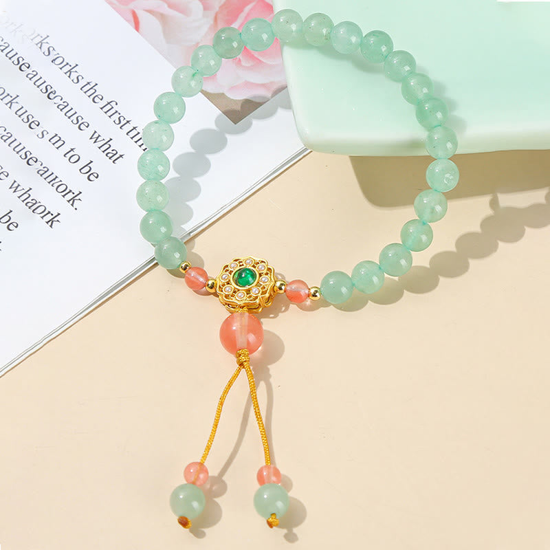 Nimara Ritual Green Aventurine Luck Bead Tassel Bracelet