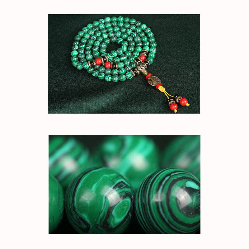 Nimara Ritual Tibetan 108 Mala Malachite Beads Bracelet Necklace