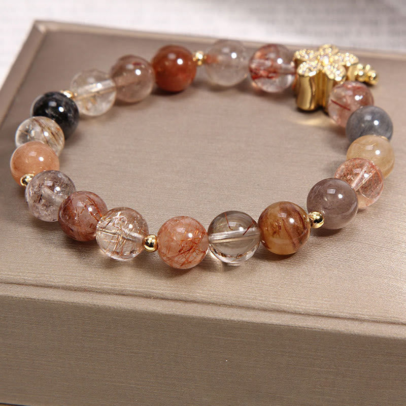 Nimara Ritual Multicolored Rutilated Quartz Citrine Wealth Protection Flower Bracelet