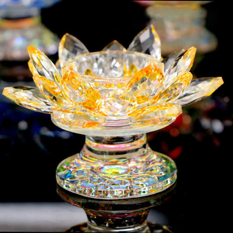 Nimara Ritual Lotus Flower Crystal Candle Holder Home Office Offering Decoration