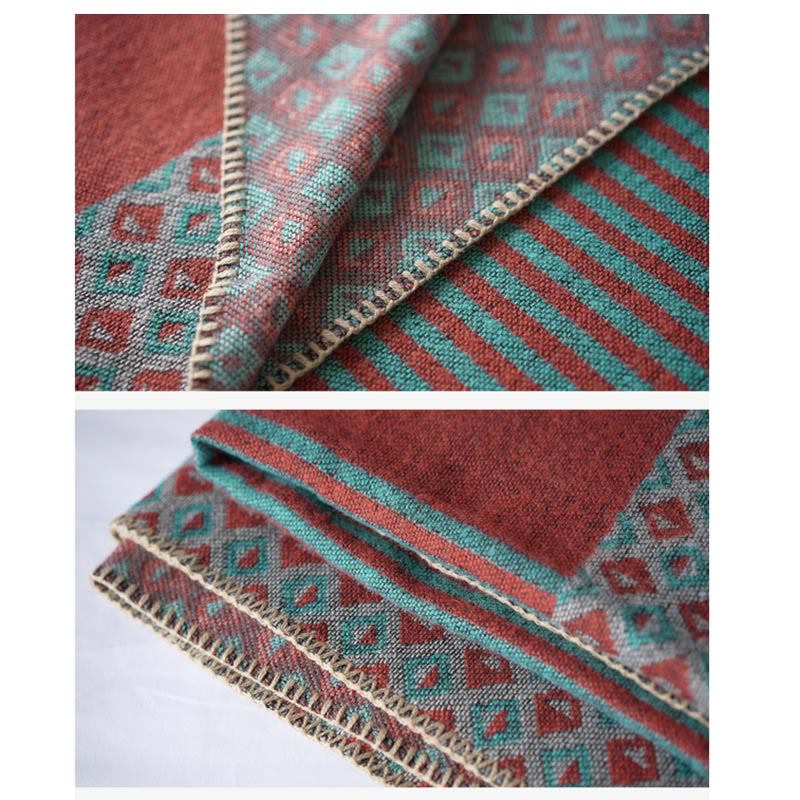 Nimara Ritual Tibetan Shawl Striped Diamond Pattern Winter Warm Soft Scarf