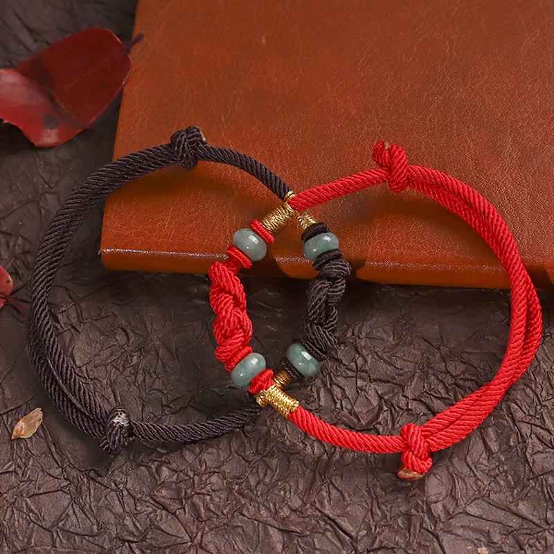 Nimara Ritual Red String Jade Luck Fortune Knot Braided Couple Bracelet