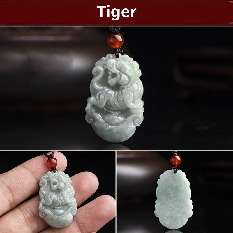 Nimara Ritual Natural Jade 12 Chinese Zodiac Sucess Pendant Necklace