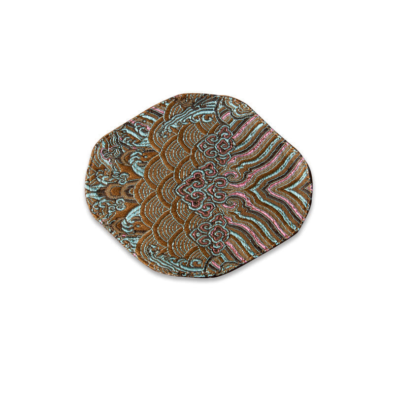 Nimara Ritual Sea Wave Bamboo Plum Blossom Brocade Embroidery Cup Mat Pad Tea Cup Coaster Kung Fu Tea Mat