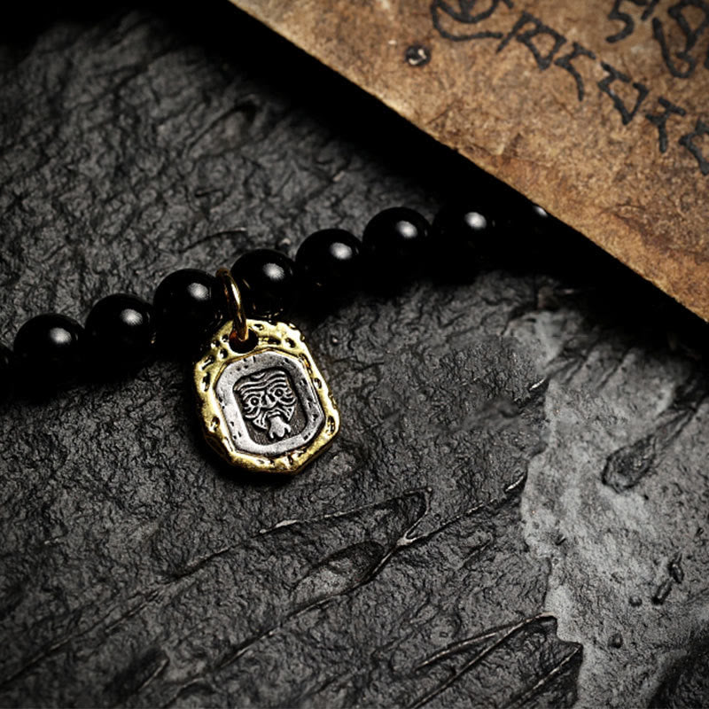 Nimara Ritual Tibetan 108 Mala Beads Black Onyx Tiger Eye Beads Nine Palaces Bagua Protection Bracelet