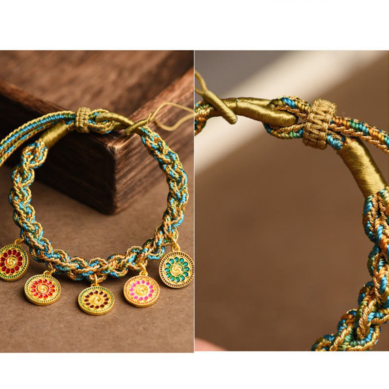 Nimara Ritual Tibetan Five God Of Wealth Luck Handcrafted Braid String Bracelet