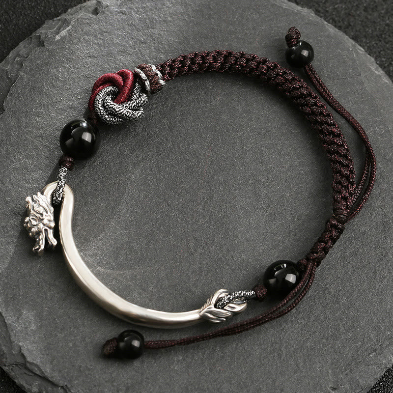 Nimara Ritual 925 Sterling Silver Auspicious Dragon Success Handcrafted Braided Bracelet