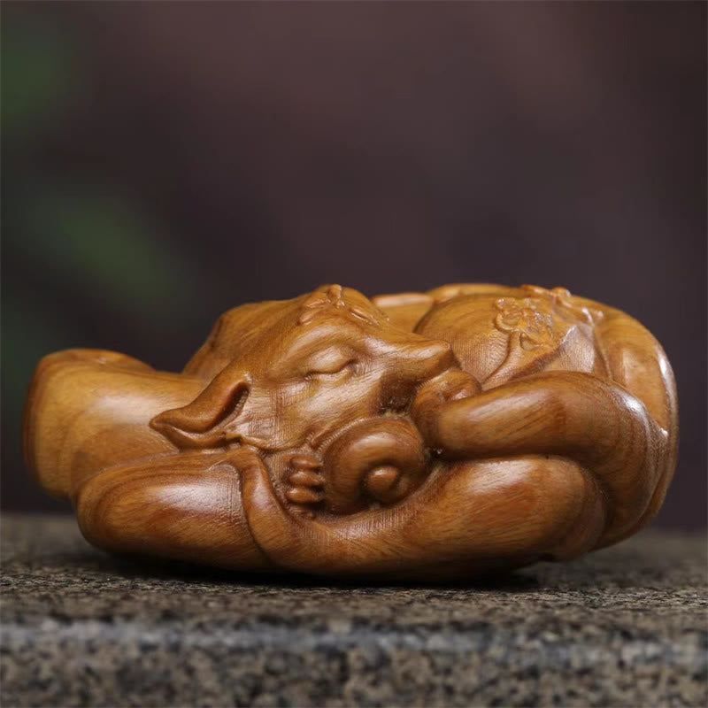 Nimara Ritual Mini Nine Tailed Fox Green Sandalwood Peace Decoration Car Hanging Decoration