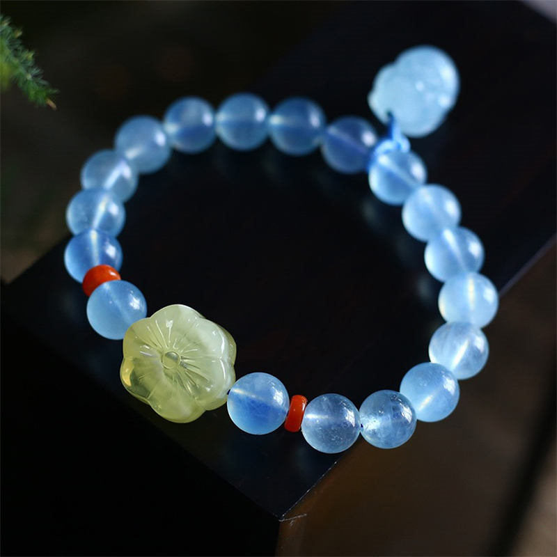 Nimara Ritual Natural Aquamarine Amber Pixiu Peace Healing Charm Bracelet