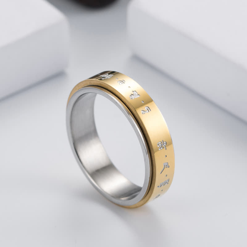 Nimara Ritual Mantra Titanium Steel Balance Rotatable Ring