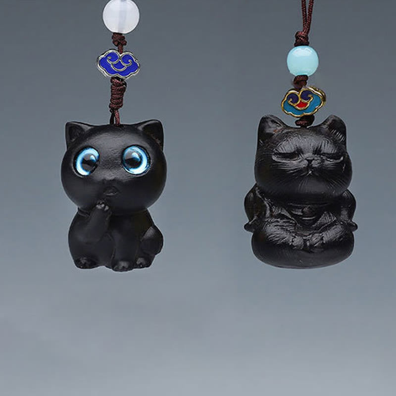 Nimara Ritual Green Sandalwood Mini Cute Animal Rabbit Cat Deer Whale Prosperity Phone Hanging Decorations