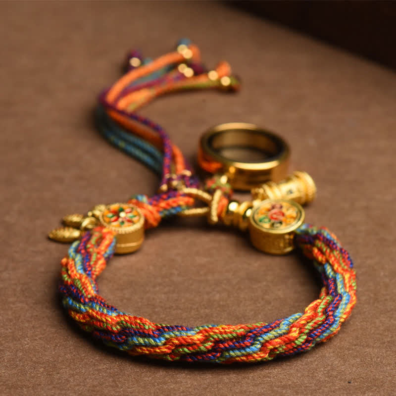 Nimara Ritual Tibetan Om Mani Padme Hum Dreamcatcher Luck Colorful Reincarnation Knot String Bracelet