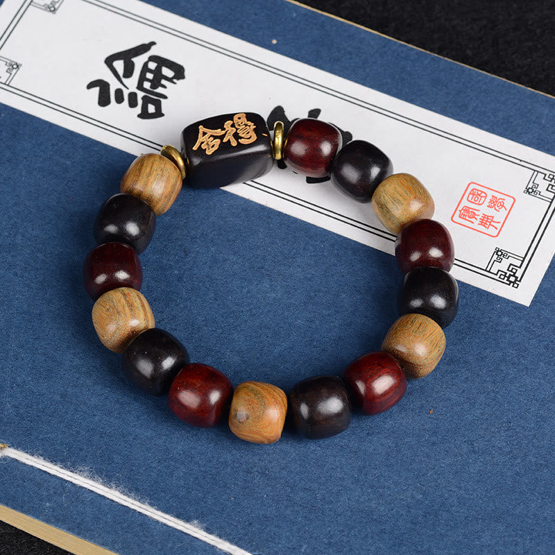 Nimara Ritual Multicolored Green Sandalwood Ebony Wood Red Sandalwood Peace Bracelet