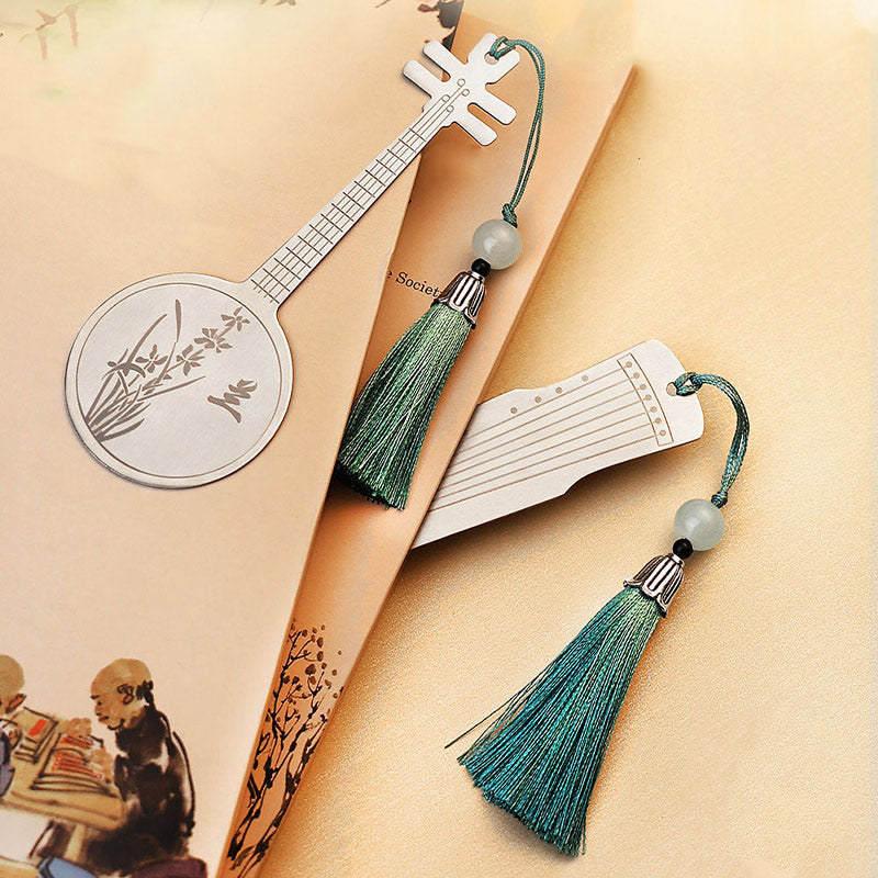 Nimara Ritual Classical Musical Instruments Pipa Guzheng Guqin Ruan Metal Bookmarks Tassel With Gift Box