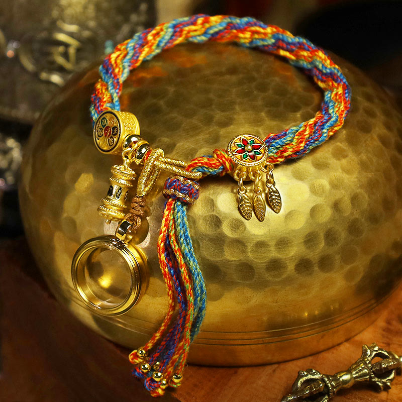Nimara Ritual Tibetan Om Mani Padme Hum Dreamcatcher Luck Colorful Reincarnation Knot String Bracelet