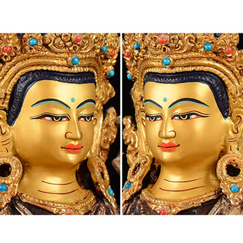 Nimara Ritual Bodhisattva Chenrezig Four-armed Avalokitesvara Protection Copper Statue Decoration