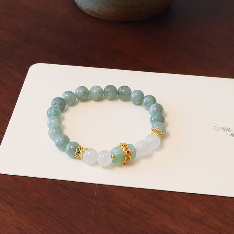 Nimara Ritual Single Double Layer Jade Peace Buckle Luck Bracelet