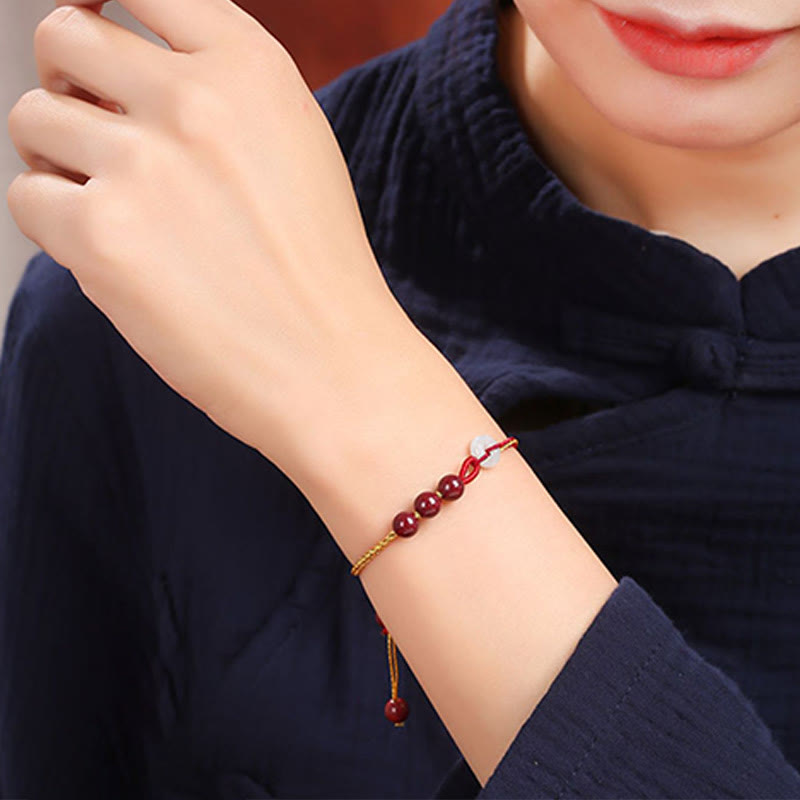 Nimara Ritual Natural Cinnabar Jade Peace Buckle Blessing Bracelet