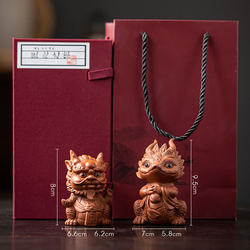 Nimara Ritual Luck Dragon Wealth Tea Pet Purple Clay Figurine Decoration