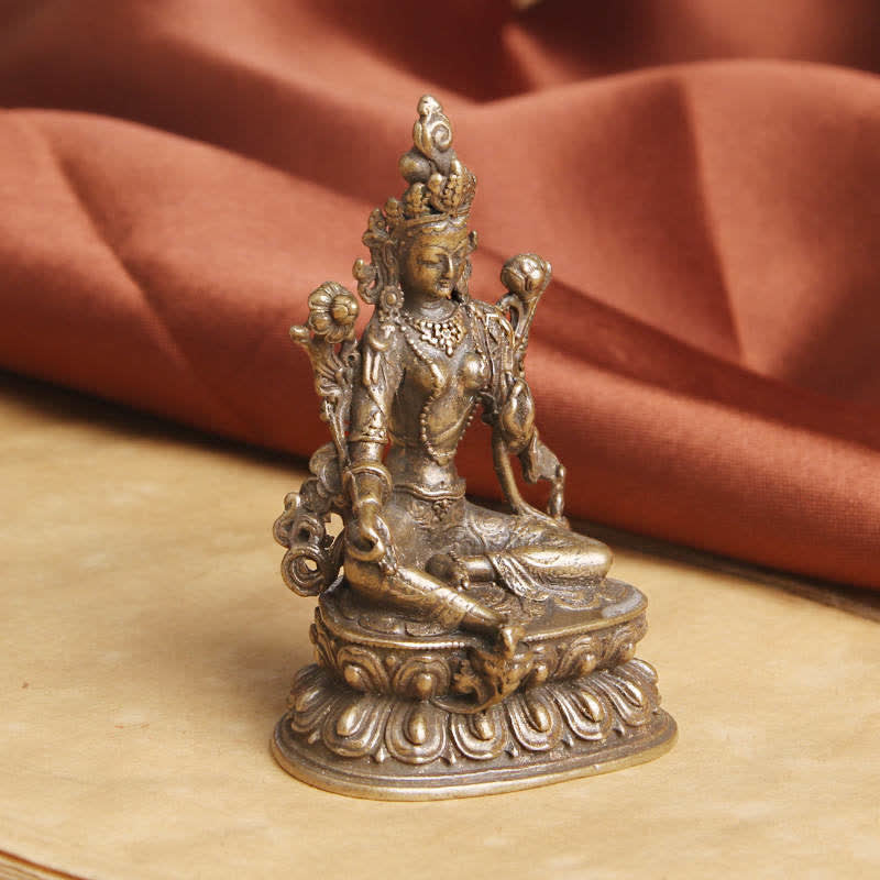 Nimara Ritual Bodhisattva Green Tara Calm Hope Copper Statue Decoration