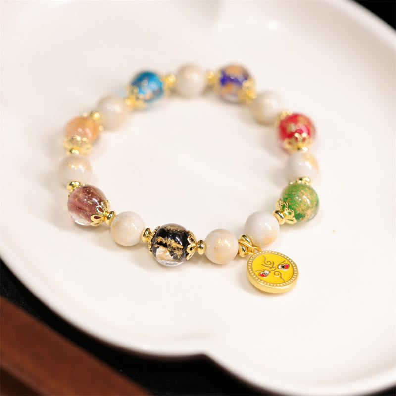 Nimara Ritual Tibetan Five God Of Wealth Fortune Liuli Glass Bead Incense Ash Porcelain Bead Charm Bracelet