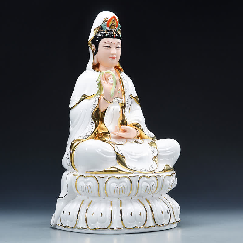 Nimara Ritual Chenrezig Bodhisattva Avalokitesvara Success Ceramic Statue Home Decoration