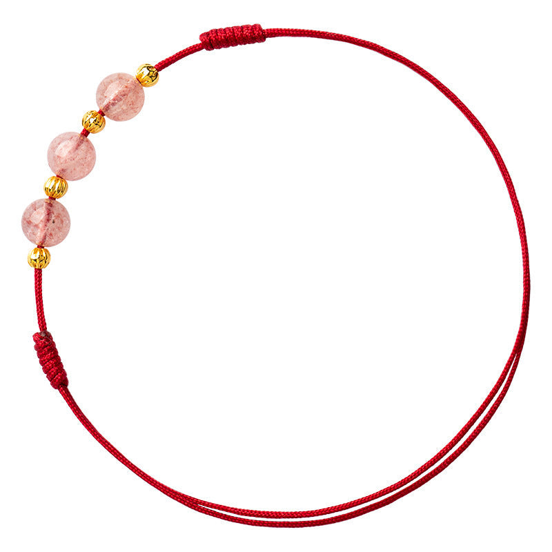 Nimara Ritual Strawberry Crystal Beads Luck Red String Anklet