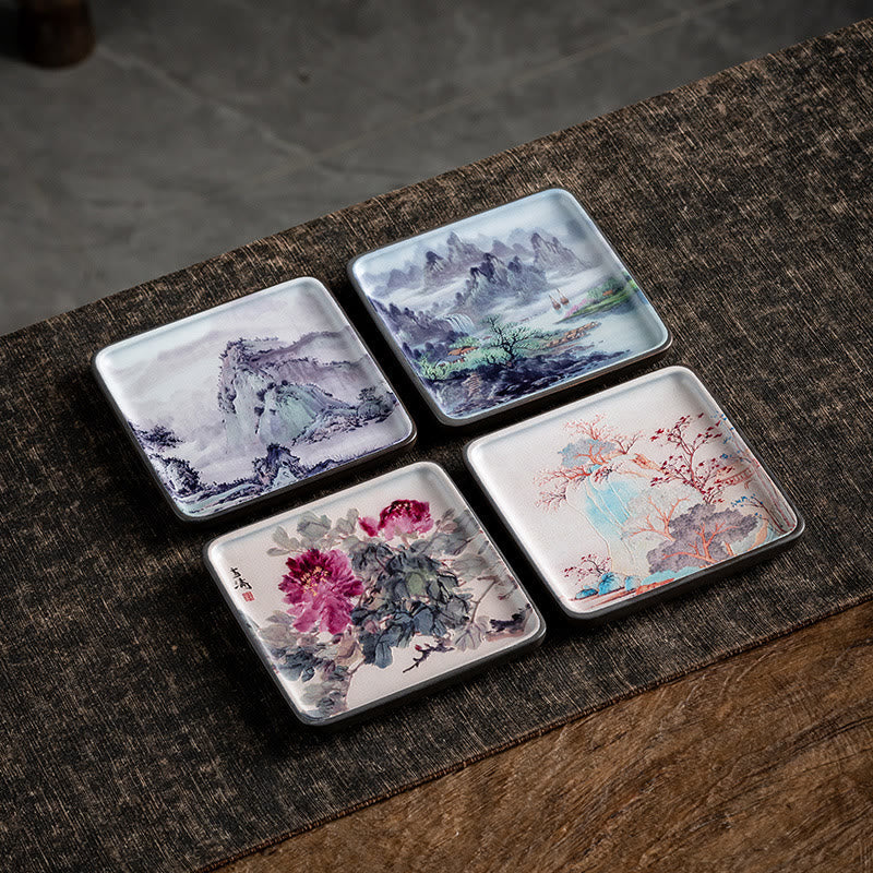 Nimara Ritual Mountain Lake Flower Leaf Healing Ceramic Plate Tray Stick Incense Burner Decoration