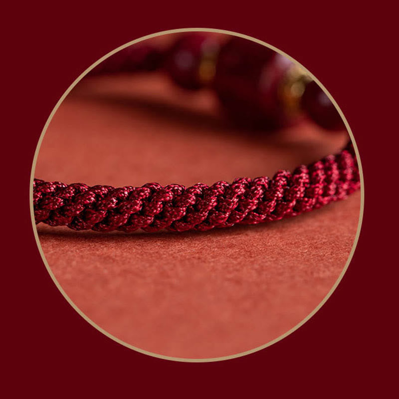 Nimara Ritual Tibet Cinnabar Om Mani Padme Hum Engraved Blessing Braided Bracelet